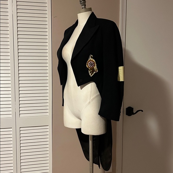 Women's Black Tailcoat Jacket wool blend black - Picture 11 of 17